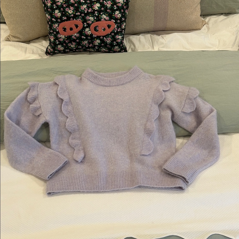 Soft Ruffle Detail Women's Sweater in Lavender
